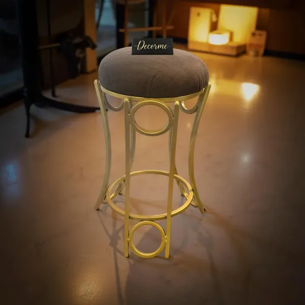 Golden_Curved_Ring_Vanity_Stool_Chocolate_Brown