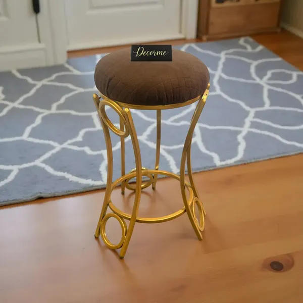 Golden_Curved_Ring_Vanity_Stool_Chocolate_Brown