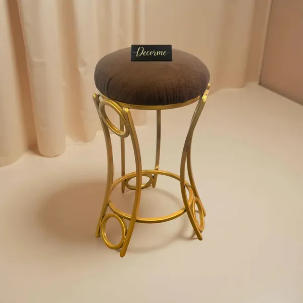 Golden_Curved_Ring_Vanity_Stool_Chocolate_Brown