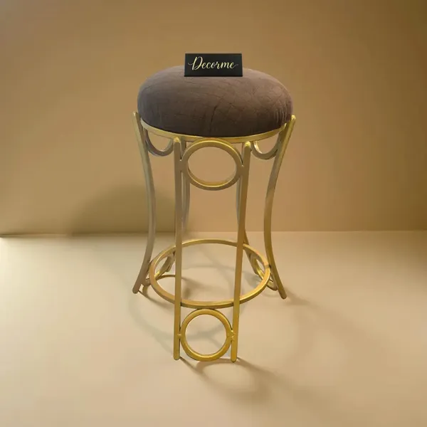 Golden_Curved_Ring_Vanity_Stool_Chocolate_Brown