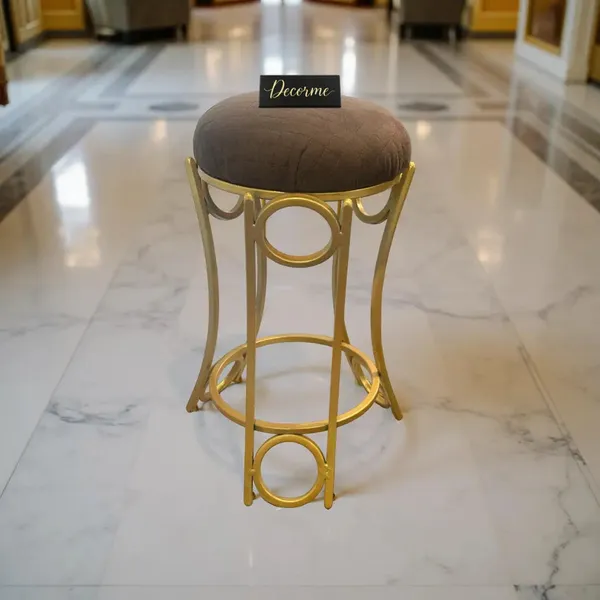 Golden_Curved_Ring_Vanity_Stool_Chocolate_Brown