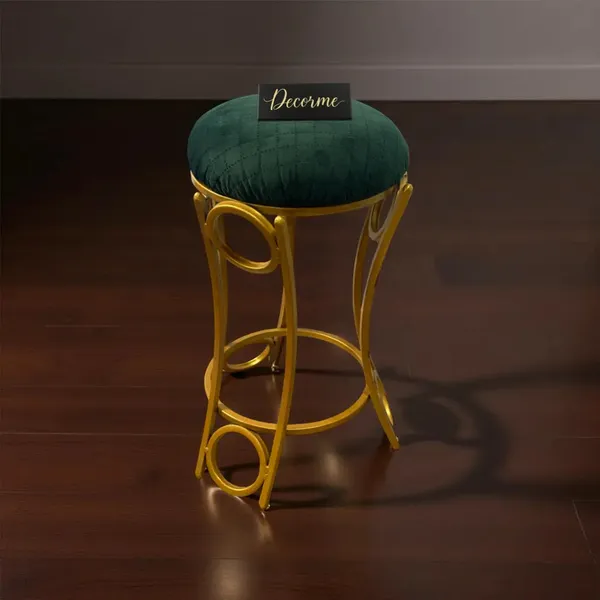 Golden_Curved_Ring_Vanity_Stool_Forest_Green