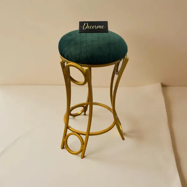 Golden_Curved_Ring_Vanity_Stool_Forest_Green