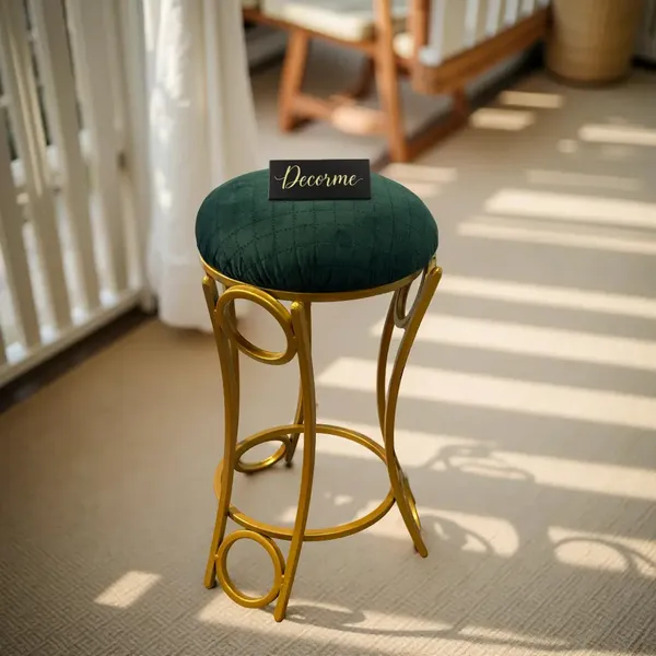 Golden_Curved_Ring_Vanity_Stool_Forest_Green