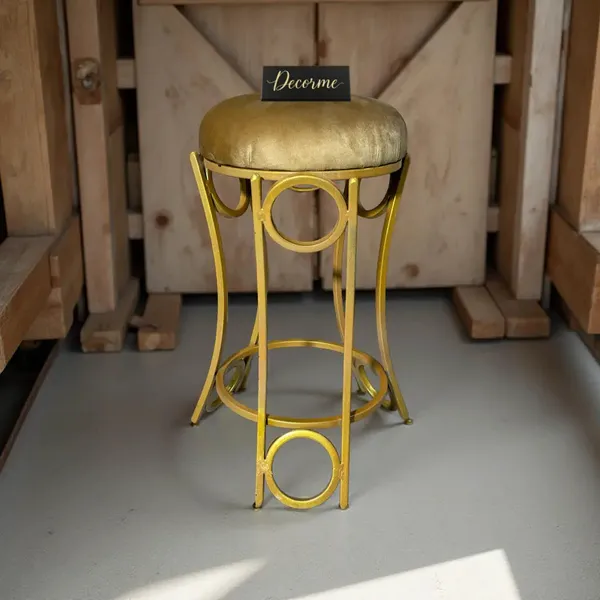 Golden_Curved_Ring_Vanity_Stool_Mustard_Yellow