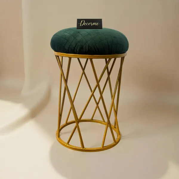 Forest_Green_Modern_Criss_Cross_Iron_Stool_Golden
