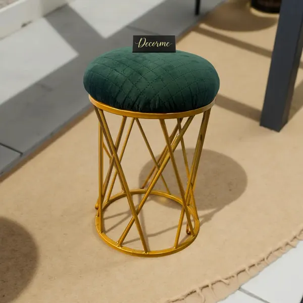 Forest_Green_Modern_Criss_Cross_Iron_Stool_Golden