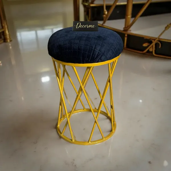 Midnight_Blue_Modern_Criss_Cross_Iron_Stool_Golden