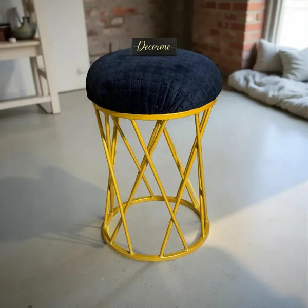 Midnight_Blue_Modern_Criss_Cross_Iron_Stool_Golden