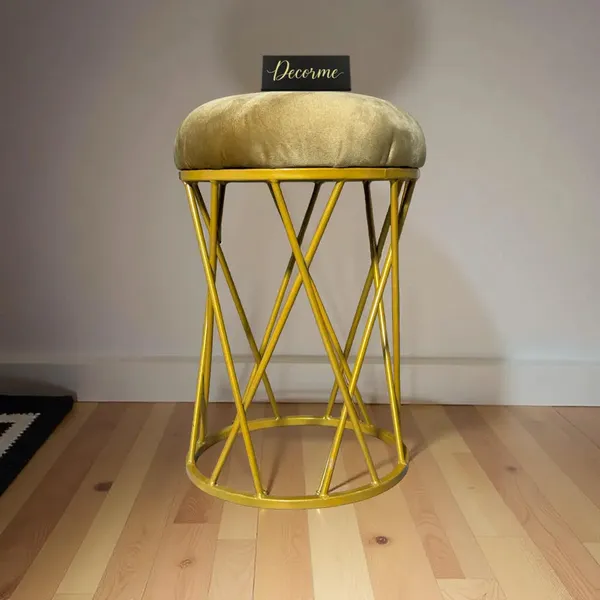 Mustard_Yellow_Modern_Criss_Cross_Iron_Stool_Golden