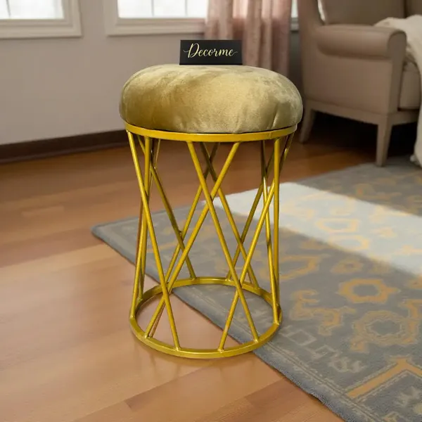 Mustard_Yellow_Modern_Criss_Cross_Iron_Stool_Golden