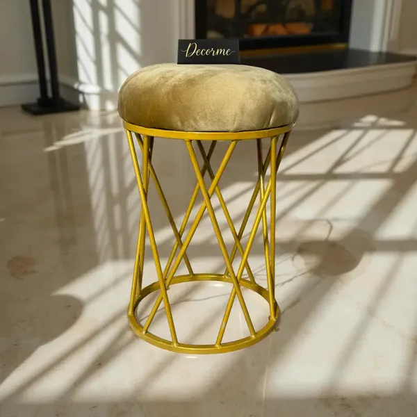 Mustard_Yellow_Modern_Criss_Cross_Iron_Stool_Golden