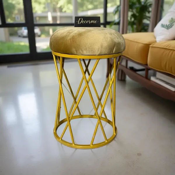 Mustard_Yellow_Modern_Criss_Cross_Iron_Stool_Golden