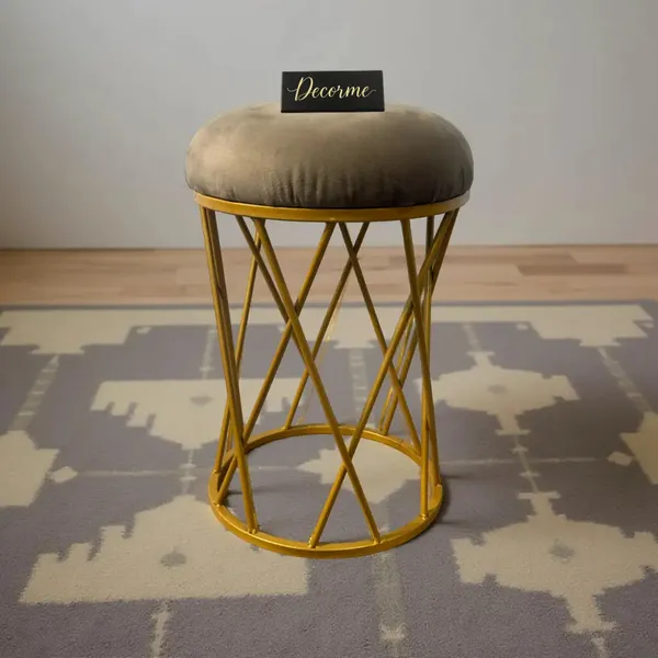 Stone_Brown_Modern_Criss_Cross_Iron_Stool_Golden