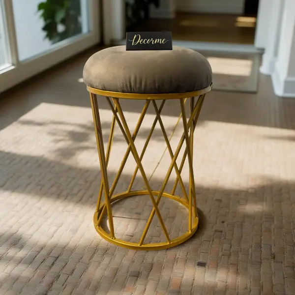 Stone_Brown_Modern_Criss_Cross_Iron_Stool_Golden