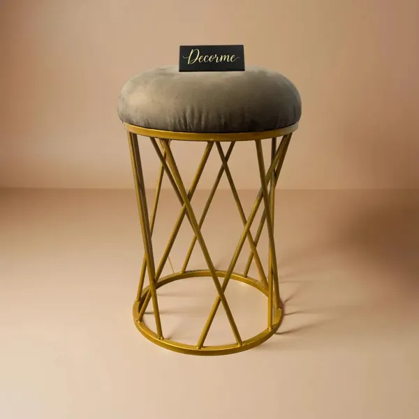 Stone_Brown_Modern_Criss_Cross_Iron_Stool_Golden