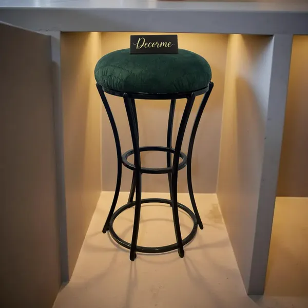 Classic_Forest_Green_Curved_Frame_Vanity_Stool