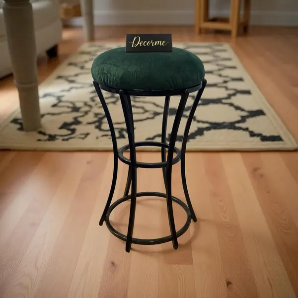Classic_Forest_Green_Curved_Frame_Vanity_Stool