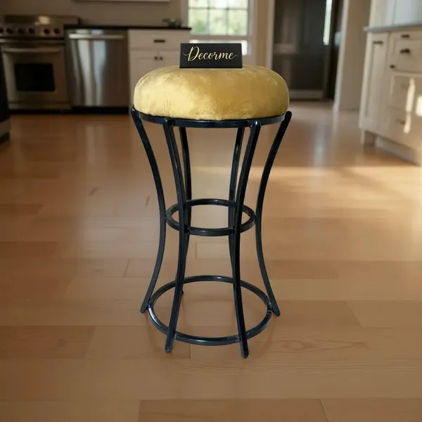 Classic_Mustard_Yellow_Curved_Frame_Vanity_Stool