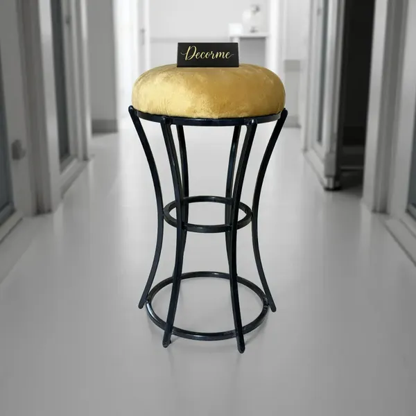 Classic_Mustard_Yellow_Curved_Frame_Vanity_Stool