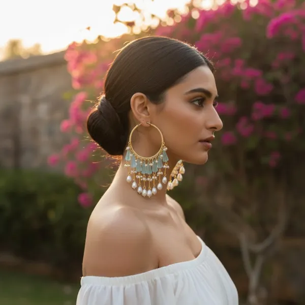 Elegant_Boho_Statement_Earrings_With_Blue_And_White_Beads