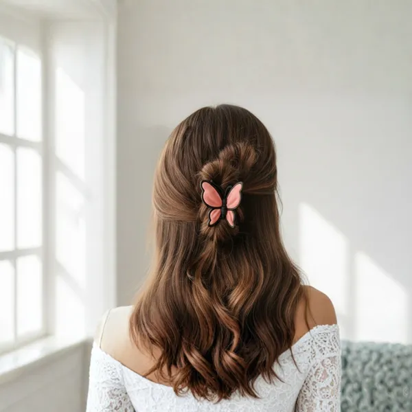 Pink_Butterfly_Hair_Clip_For_Women_And_Girls