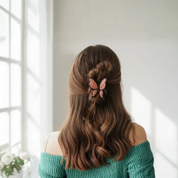 Pink_Butterfly_Hair_Clip_For_Women_And_Girls