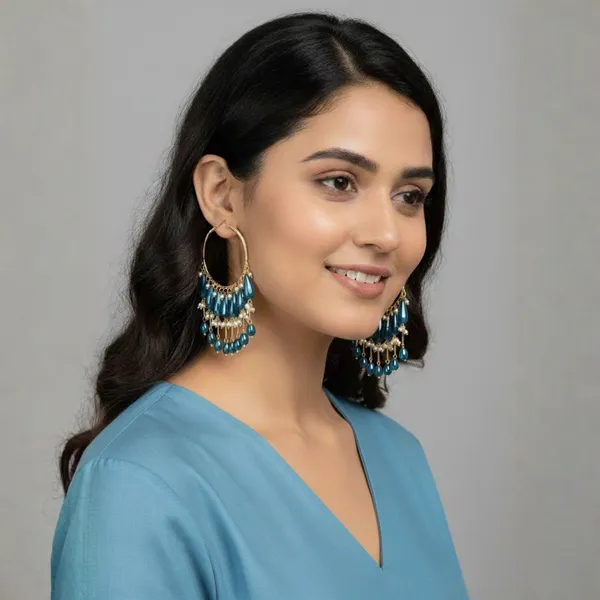 Turquoise_Blue_And_Gold_Beaded_Chandelier_Earrings