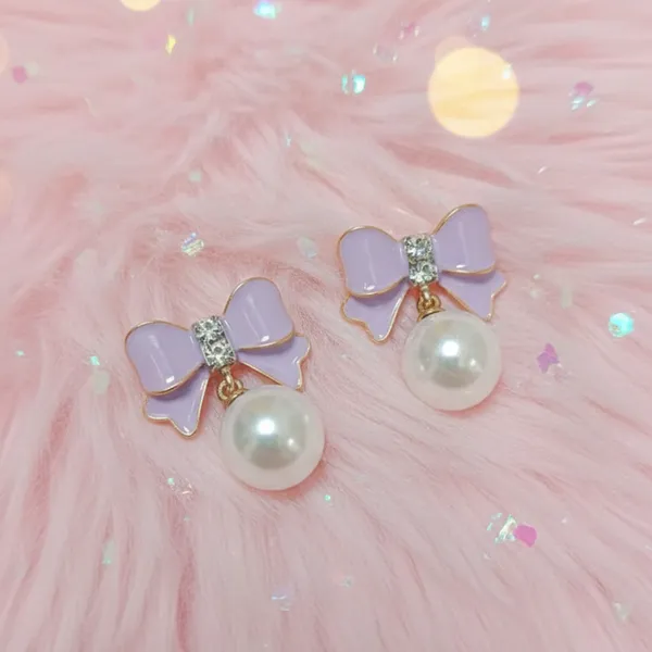 Elegant_Lavender_Bow_Pearl_Drop_Earrings