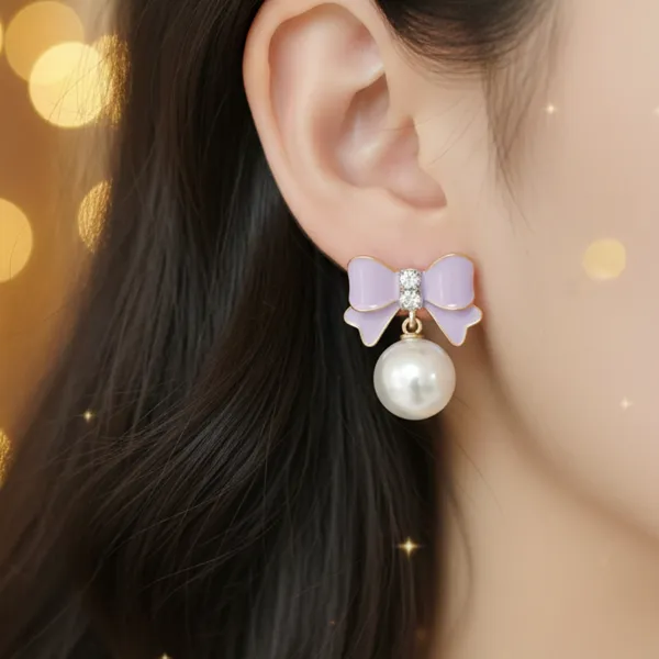 Elegant_Lavender_Bow_Pearl_Drop_Earrings