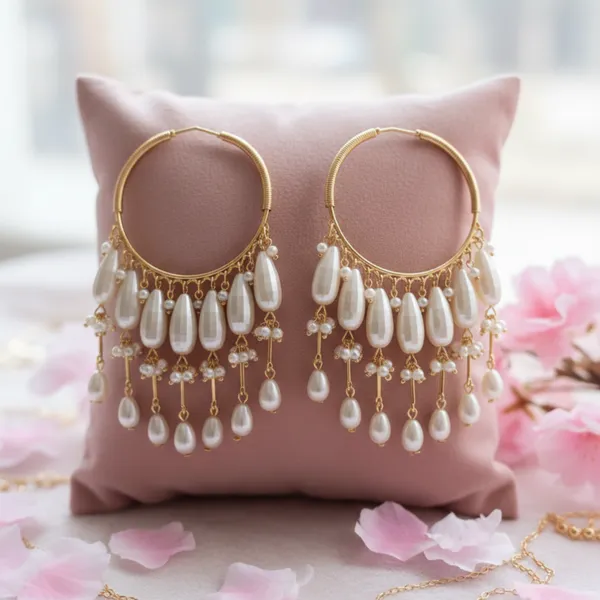Gold_Toned_Pearl_Chandelier_Hoop_Earrings_With_Teardrop_Danglers