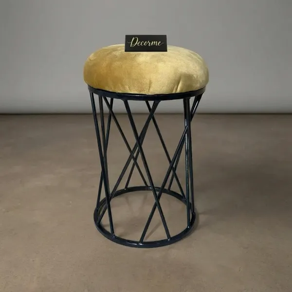 Modern_Criss_Cross_Iron_Stool_Seat_Mustard_Yellow