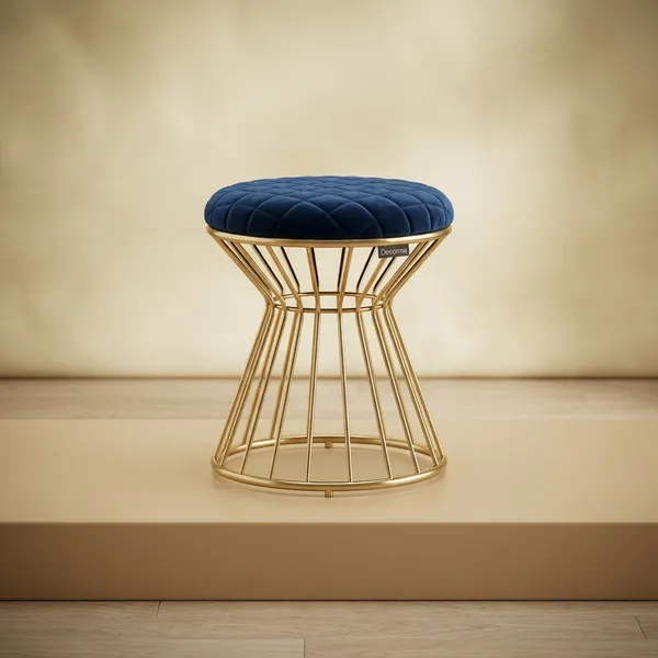 Golden_Modern_Hourglass_Iron_Frame_Stool_Midnight_Blue