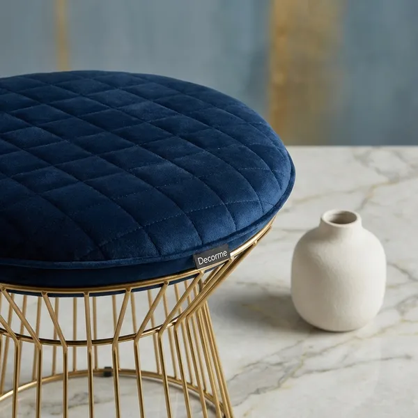 Golden_Modern_Hourglass_Iron_Frame_Stool_Midnight_Blue