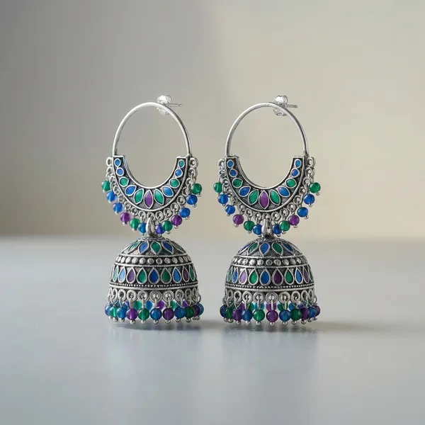 Oxidized_Silver_Jhumka_Earrings_Traditional_Indian_Ethnic_Jewelry