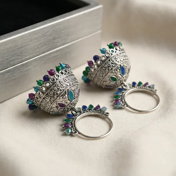 Oxidized_Silver_Jhumka_Earrings_Traditional_Indian_Ethnic_Jewelry