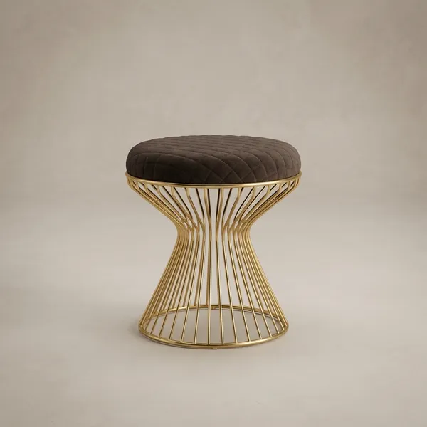 Elegant_Curved_Iron_Stool_Golden_Chocolate_Brown