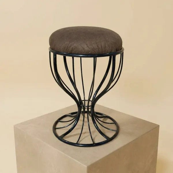 Elegant_Curved_Iron_Stool_Chocolate_Brown