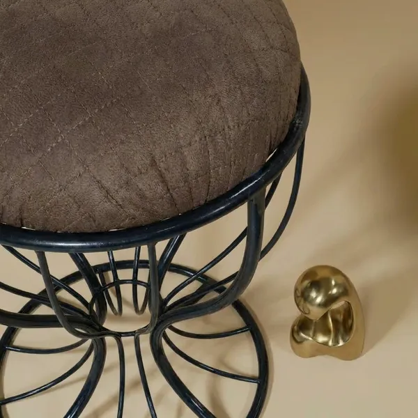 Elegant_Curved_Iron_Stool_Chocolate_Brown