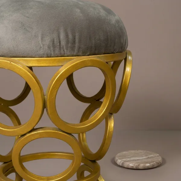 Golden_Circular_Iron_Stool_Stone_Brown