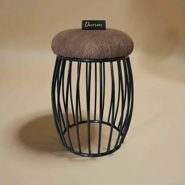 Contemporary_Vertical_Rod_Iron_Stool_Chocolate_Brown