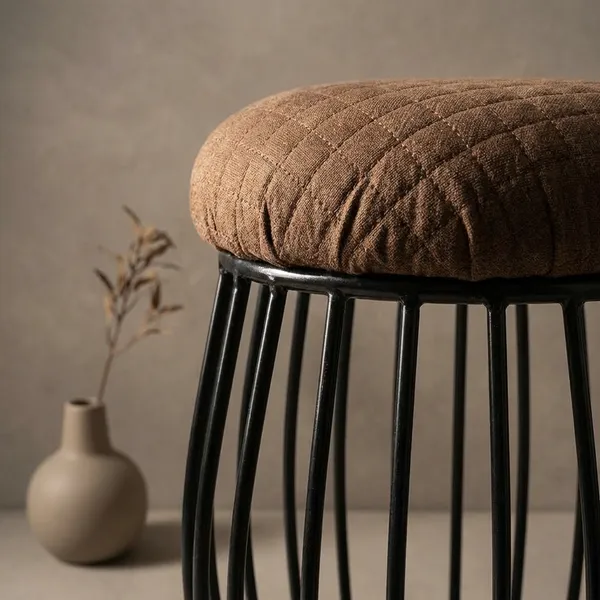 Contemporary_Vertical_Rod_Iron_Stool_Chocolate_Brown
