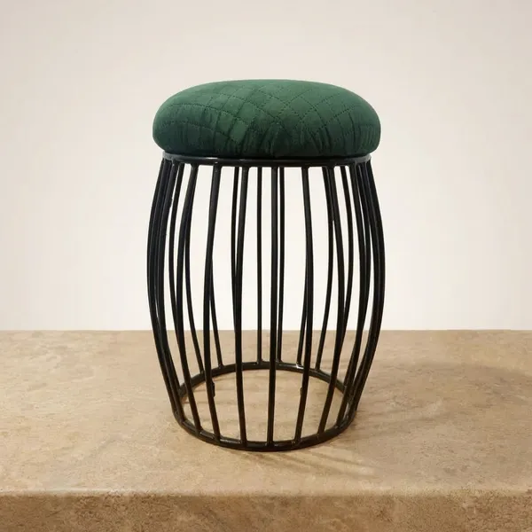 Contemporary_Vertical_Rod_Iron_Stool_Forest_Green