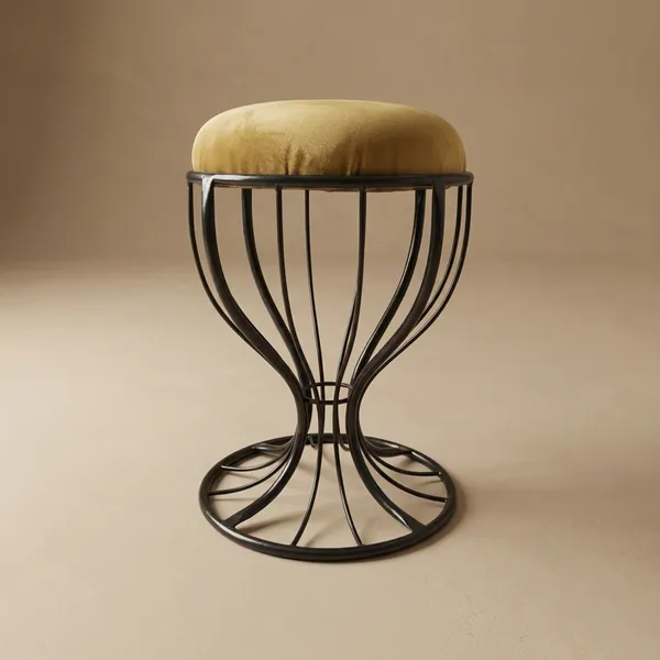 Elegant_Curved_Iron_Stool_Mustard_Yellow