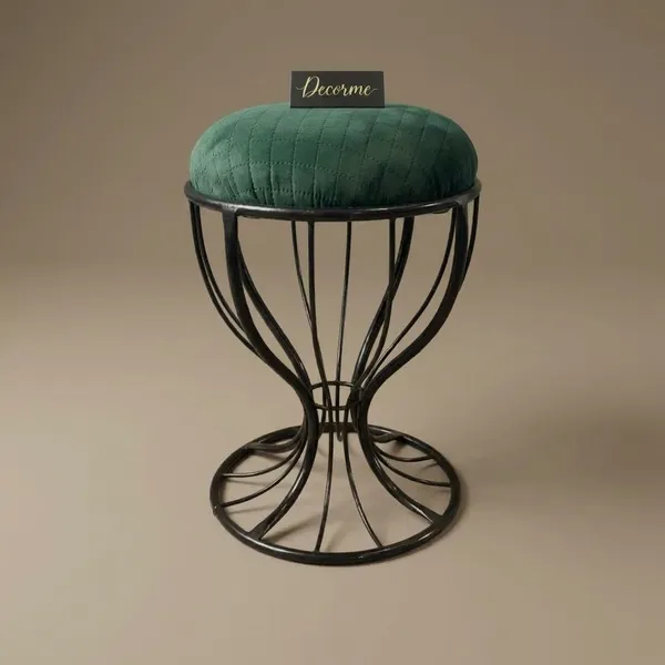 Elegant_Curved_Iron_Stool_Forest_Green