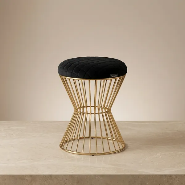 Elegant_Curved_Iron_Stool_Golden_Midnight_Blue