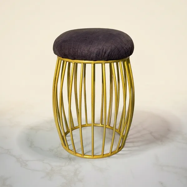 Contemporary_Vertical_Rod_Iron_Stool_Golden_Chocolate_Brown