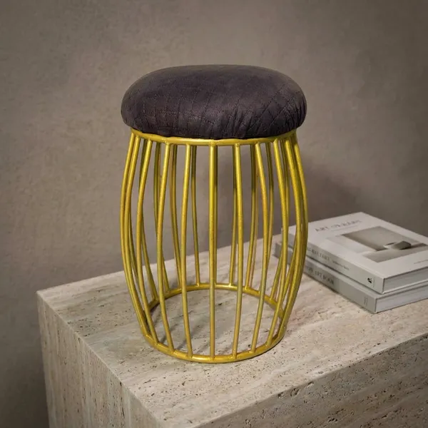 Contemporary_Vertical_Rod_Iron_Stool_Golden_Chocolate_Brown