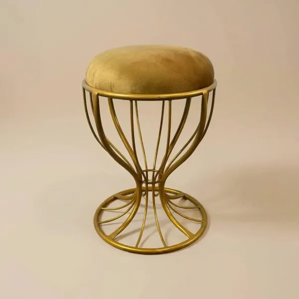 Elegant_Curved_Iron_Stool_Golden_Mustard_Yellow