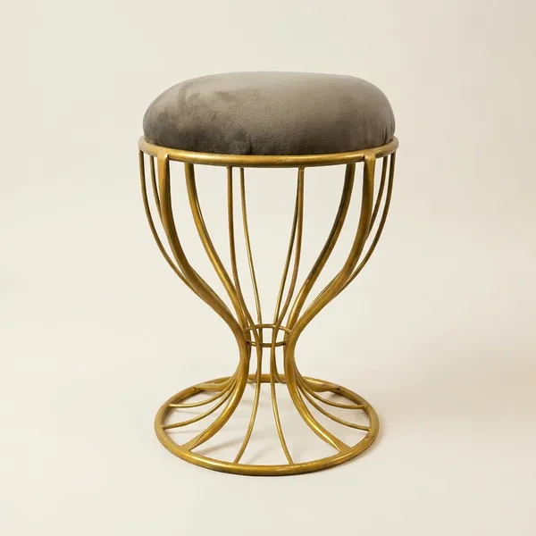 Elegant_Curved_Iron_Stool_Golden_Stone_Brown